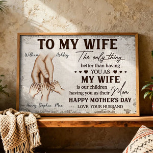 Family Holding Hands Personalized Poster - Mother's Day Gift For Wife