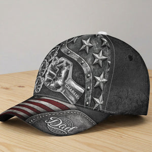 Father's Day Gifts, Best Dad Ever - Metal Style Print - Personalized Cap