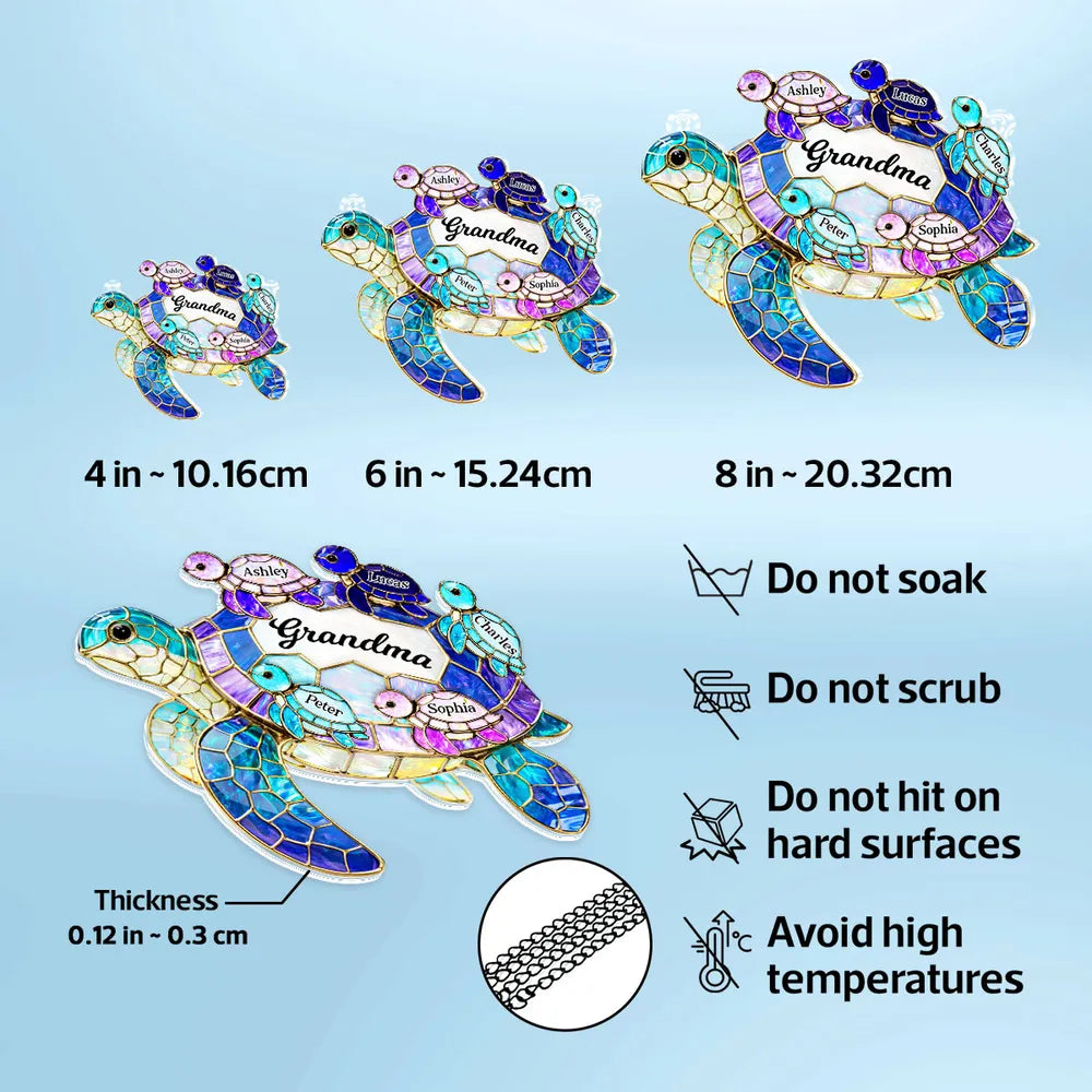 Mom Grandma Sea Turtle - Personalized Suncatcher Ornament - Mother's Day Gift for Her