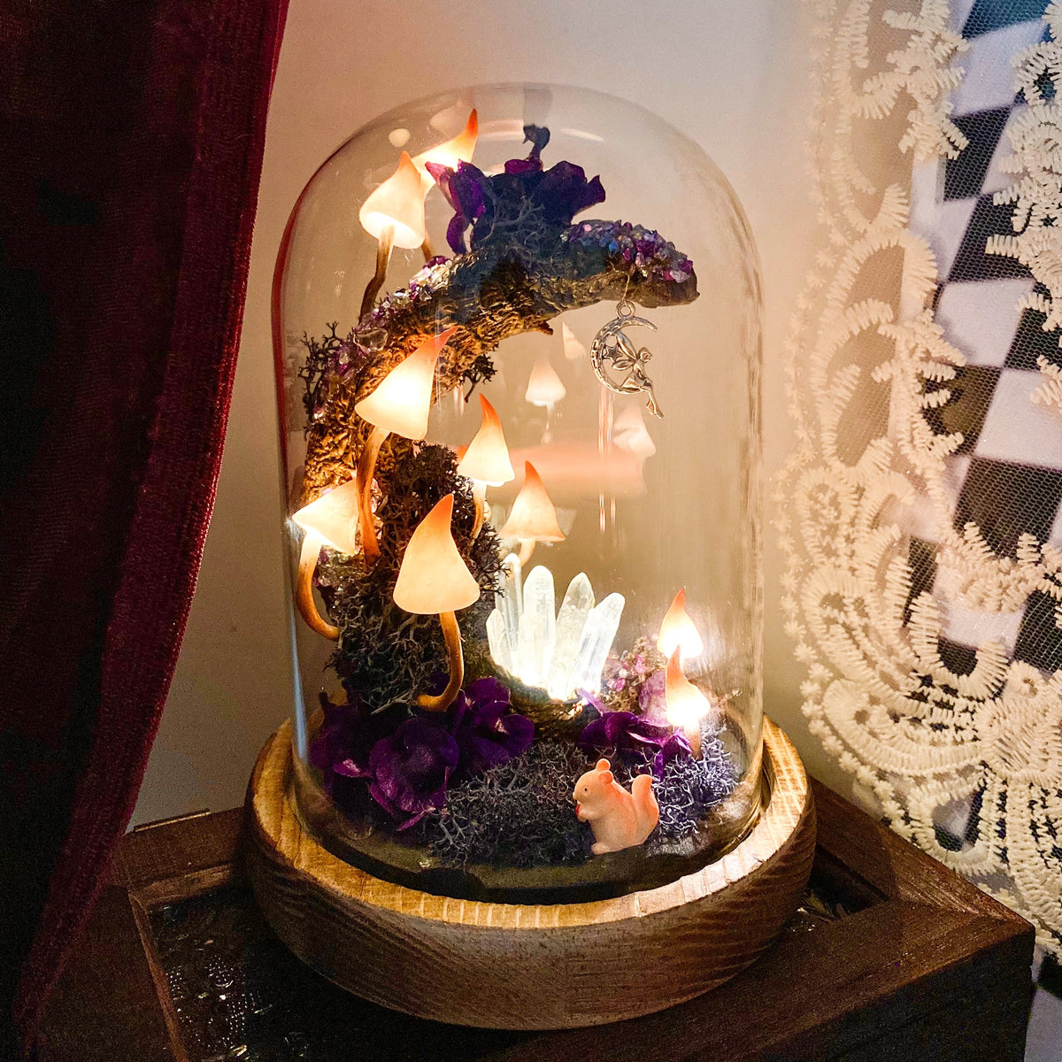 Dreamy Moon Mushroom Little Fairy Purple Night Light