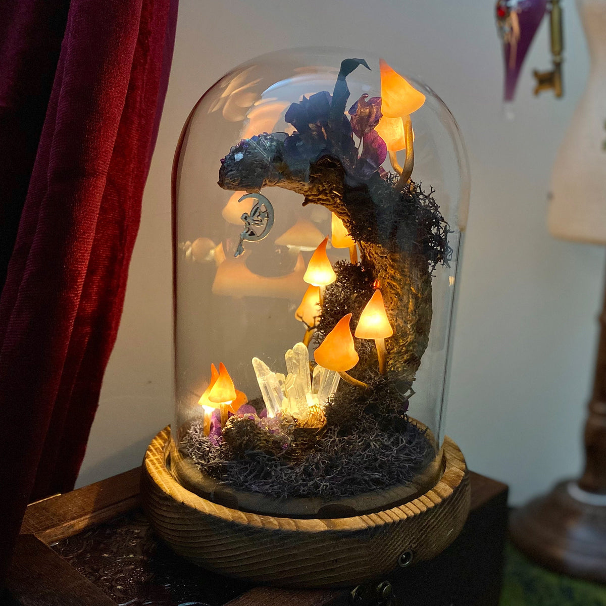 Dreamy Moon Mushroom Little Fairy Purple Night Light