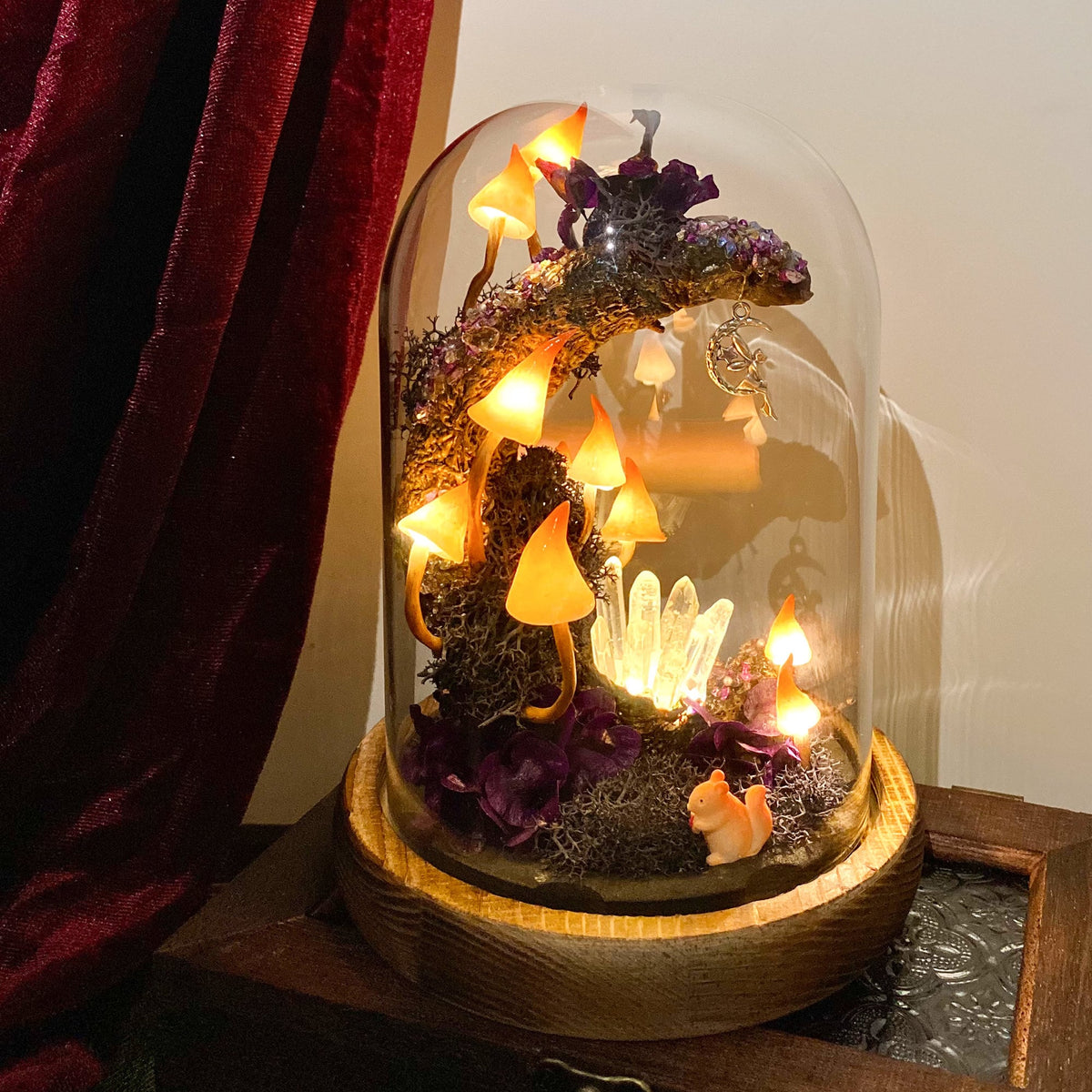 Dreamy Moon Mushroom Little Fairy Purple Night Light