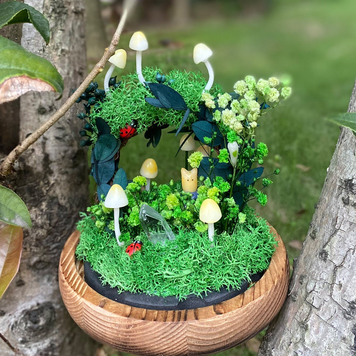 Cute Mushroom Wreath Lamp Crystal Handmade Night Light