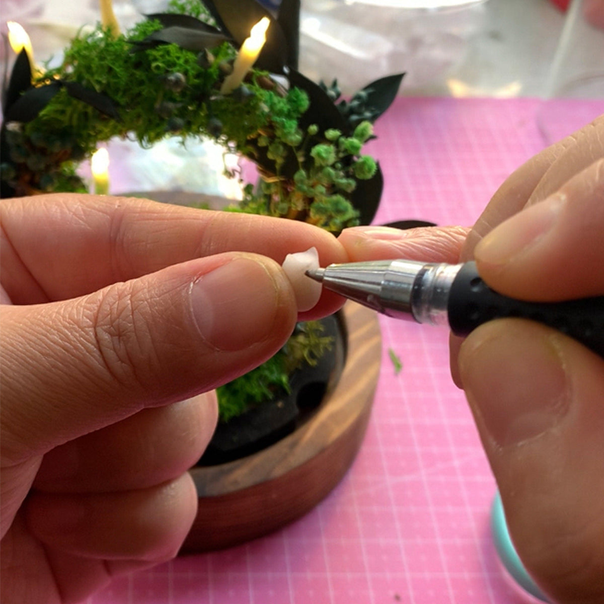 Cute Mushroom Wreath Lamp Crystal Handmade Night Light