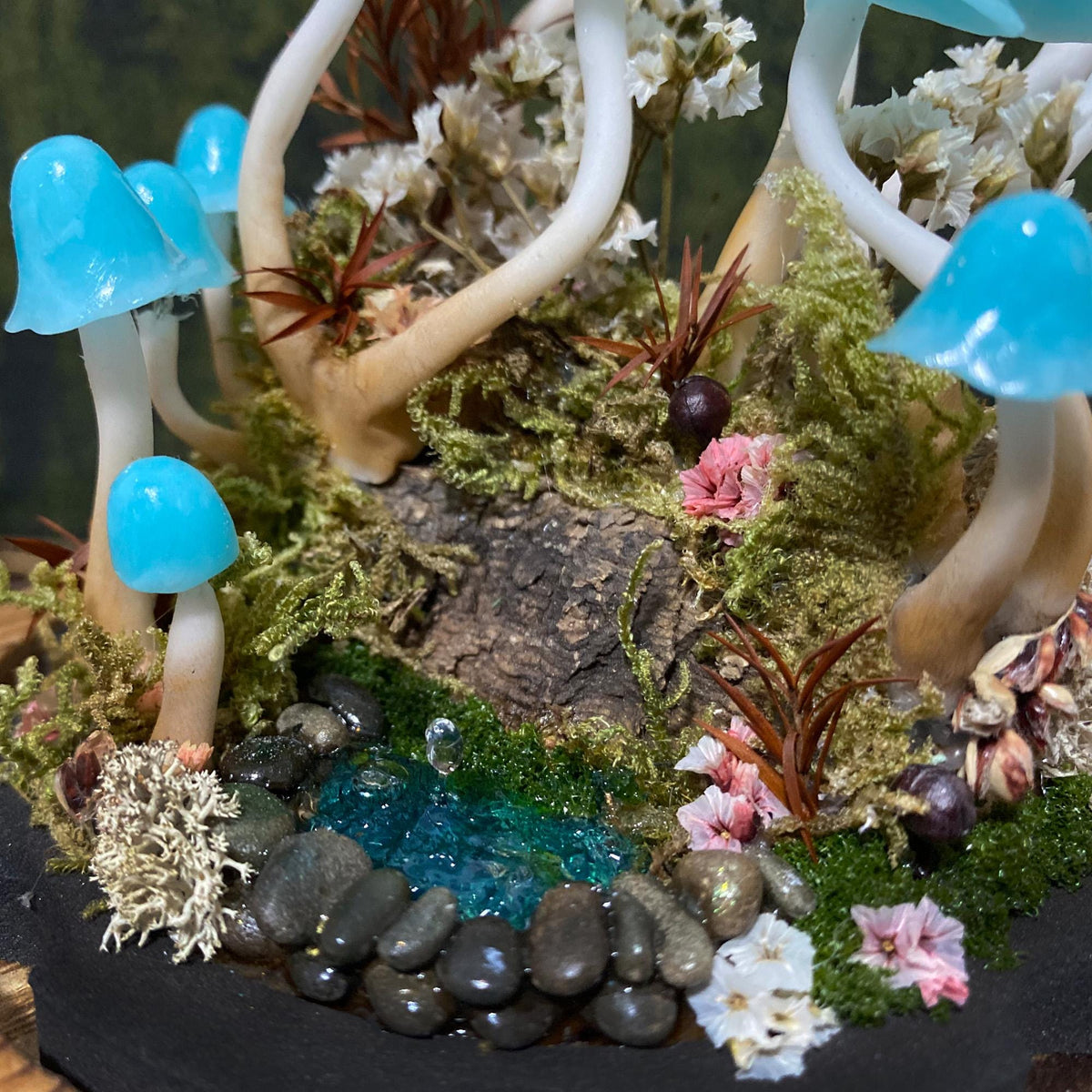 Magic Flying Fairy and Pond Handmade Mushroom Night Light