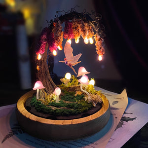 Pink Wisteria Fairy Mushroom Handmade Night Light