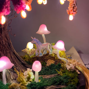Pink Wisteria Fairy Mushroom Handmade Night Light