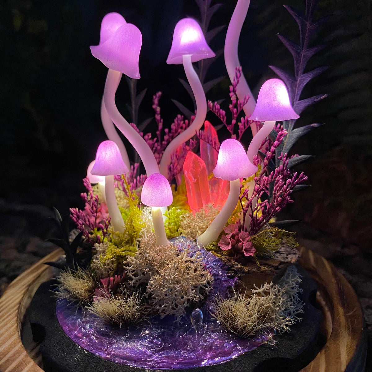 Enchanted Purple Creek Mushroom Handmade Night Light