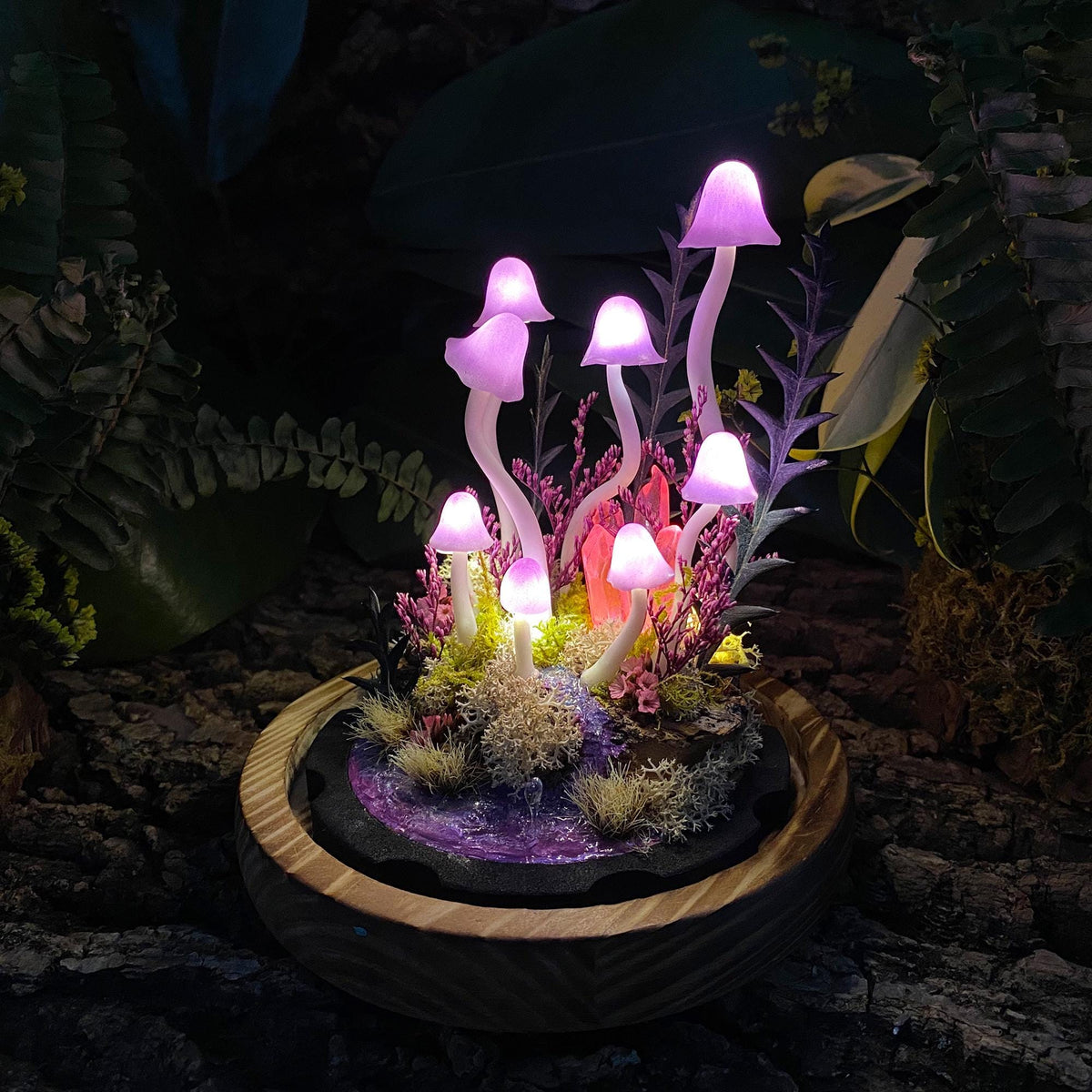 Enchanted Purple Creek Mushroom Handmade Night Light