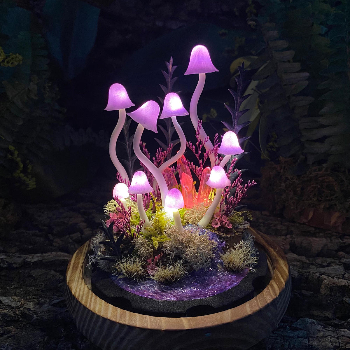 Enchanted Purple Creek Mushroom Handmade Night Light