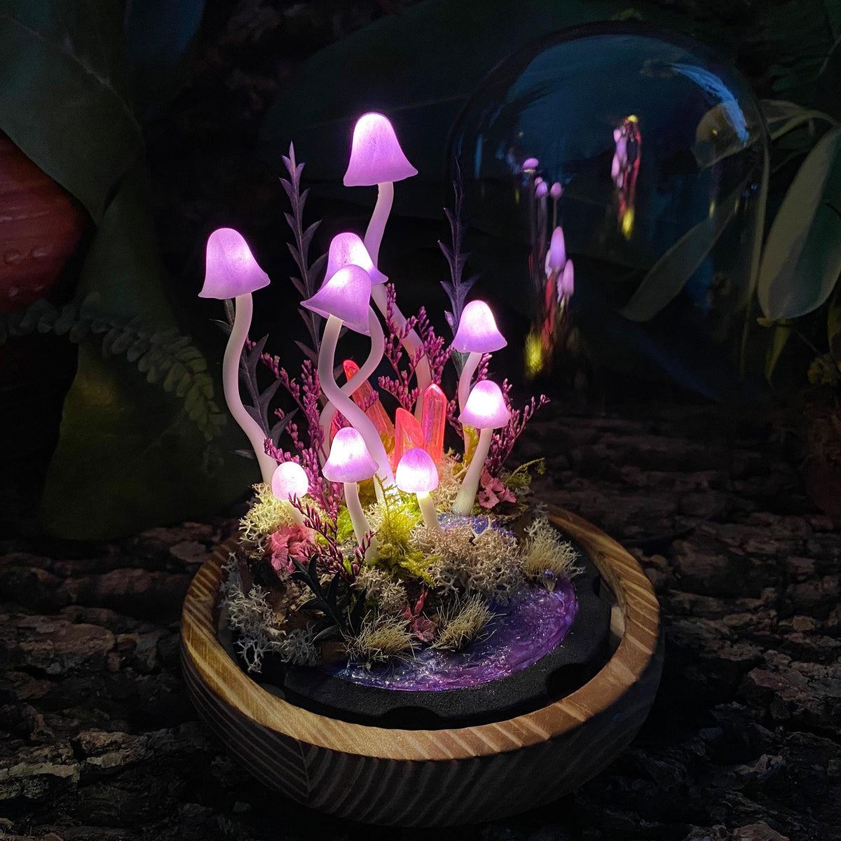 Enchanted Purple Creek Mushroom Handmade Night Light