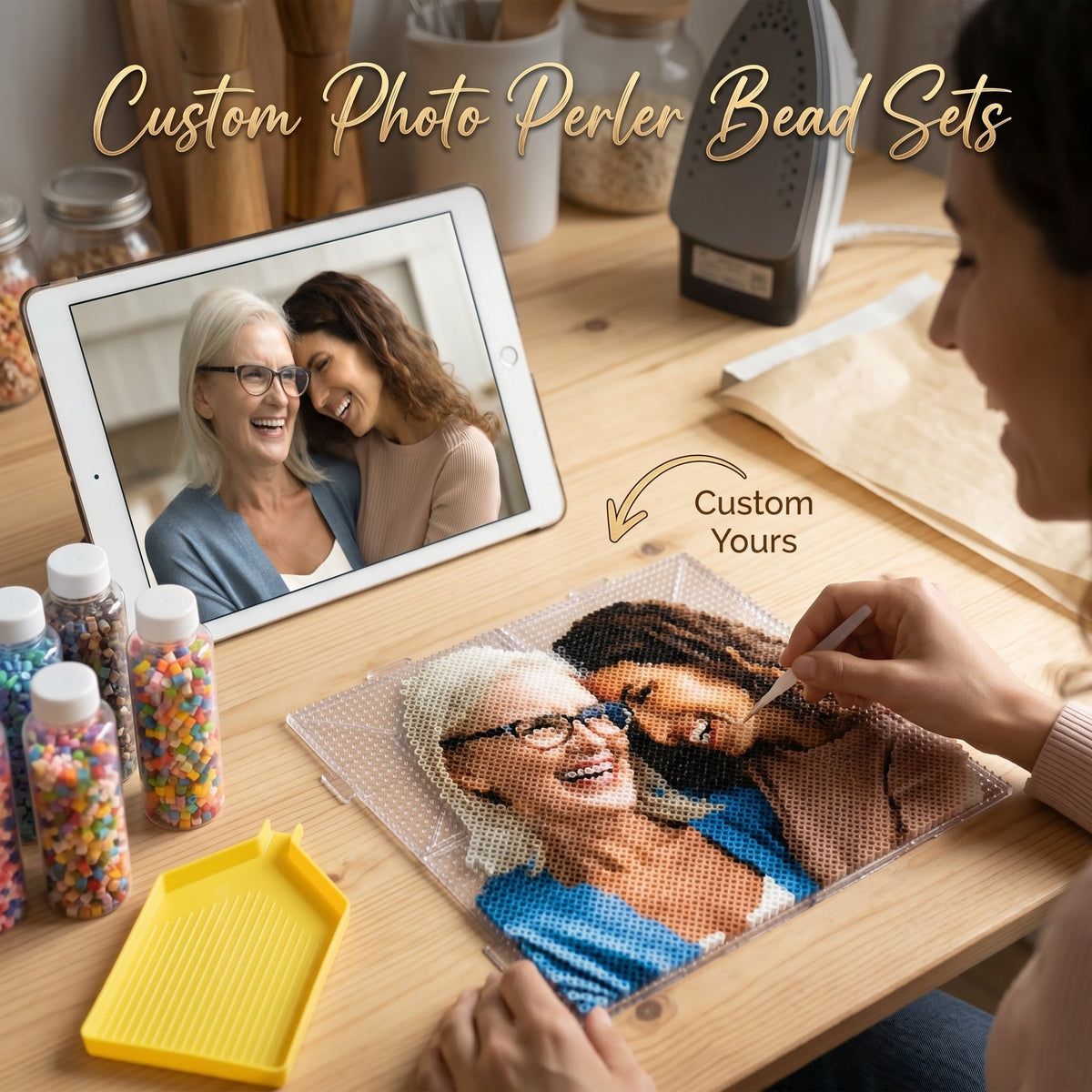 Custom Upload Photo Perler Bead Sets-Gift For Family/Couple/Mother