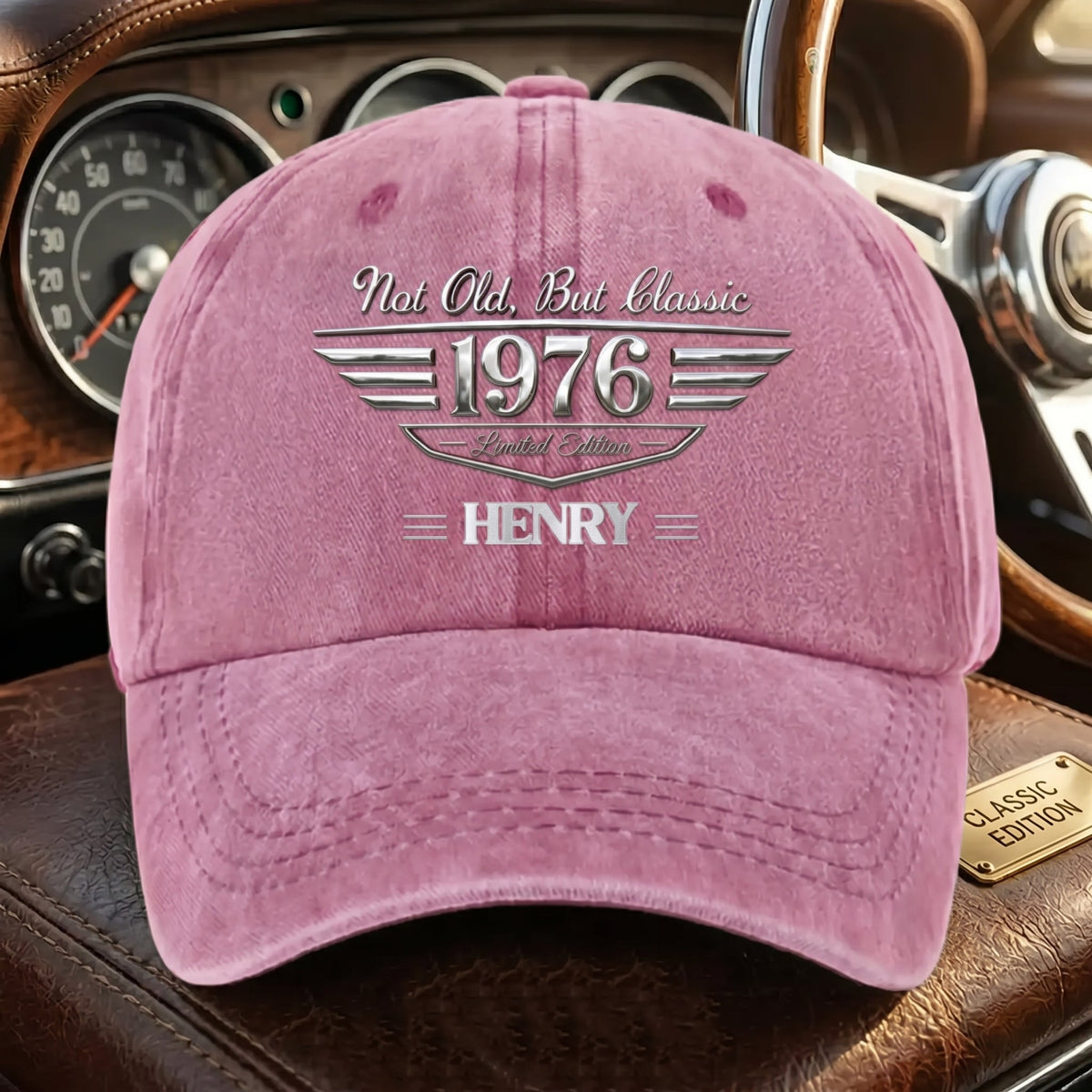 Not Old But Classic - Personalized Washed Denim Baseball Cap - Creative Gift for Husband,Wife