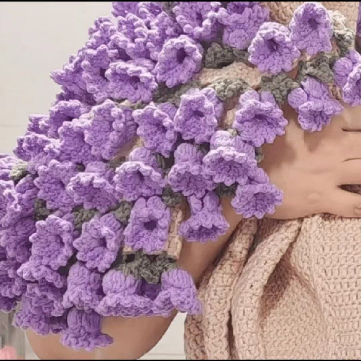 Hand-Knitted Rose Blanket - Gift for Mother's Day, Valentine's Day