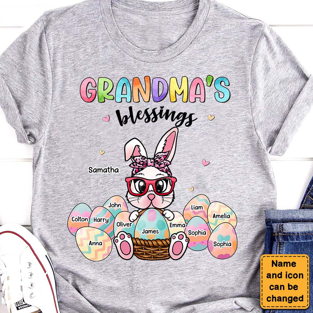 Easter Grandma Bunny's Blessings Personalized Shirt