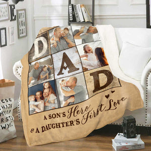 Personalized Dad Photo Collage Blanket, Dad Photo Gift, Best Gift For Dad