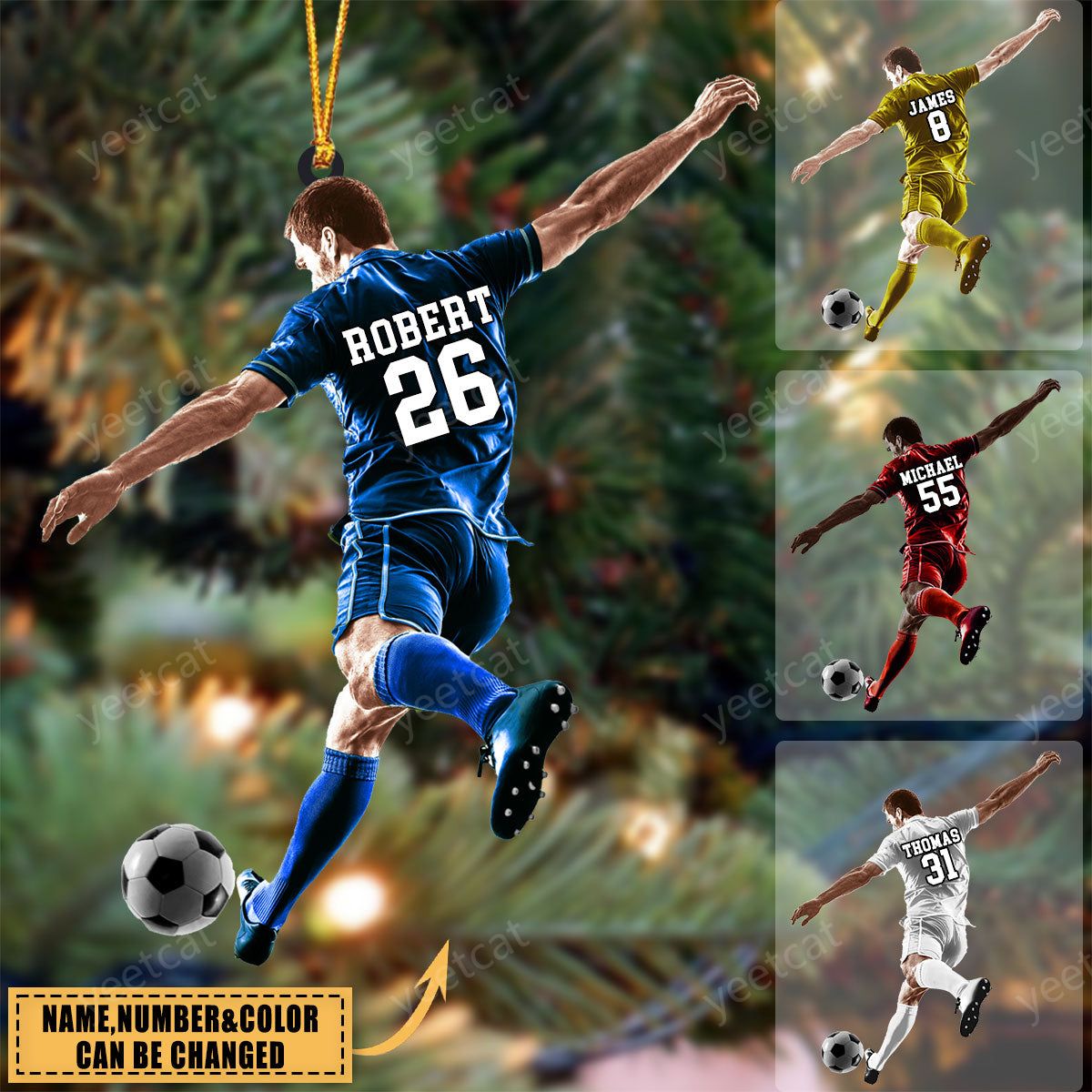 Personalized Ornament play soccer Acrylic Ornament 2 Sides Christmas Ornament For Soccer