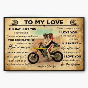 Custom Personalized Motocross Poster, Canvas, Vintage Style, Dirt Bike Gifts For Boyfriend, Personalized Gift For Husband With Custom Name, Number, Appearance & Landscape
