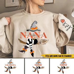 Personalized Grandma/Aunt/Mom Life Witch With Grandkids Halloween Sweatshirt