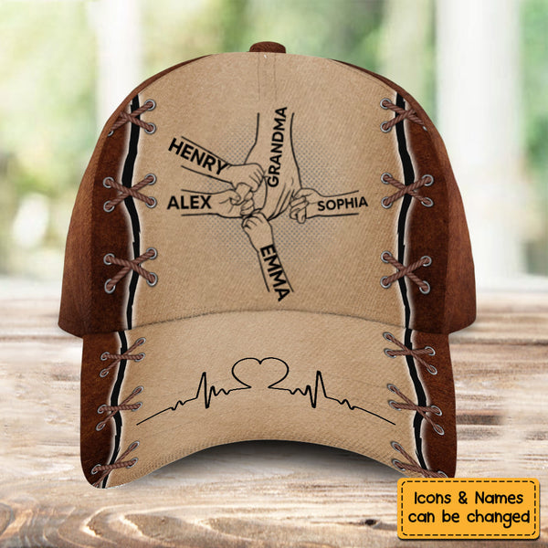 Personalized Grandpa/Grandma/Dad/Mom Holding Hands Cap-Gift For Family