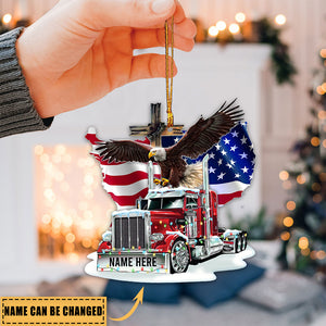 Personalized Truck American Flag Eagle Ornament