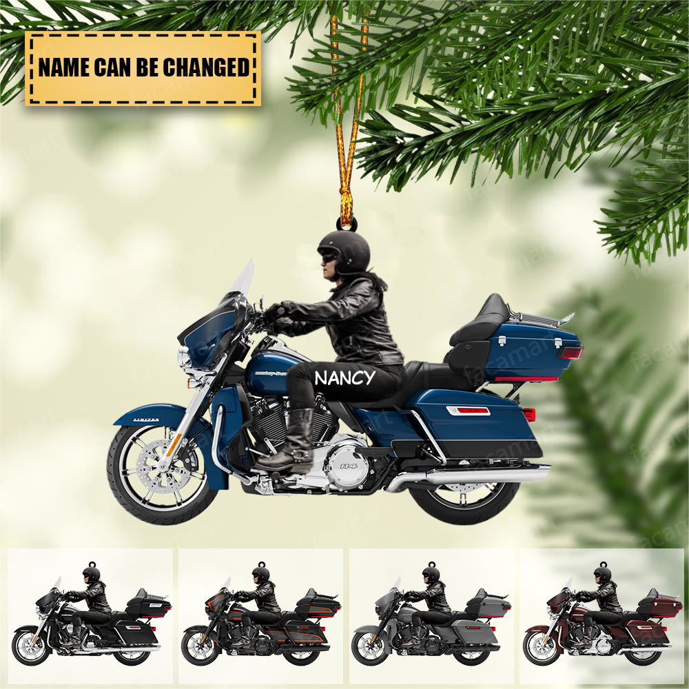 2022 New Release Personalized Biker Woman Ultra Limited Motorcycle Ornament
