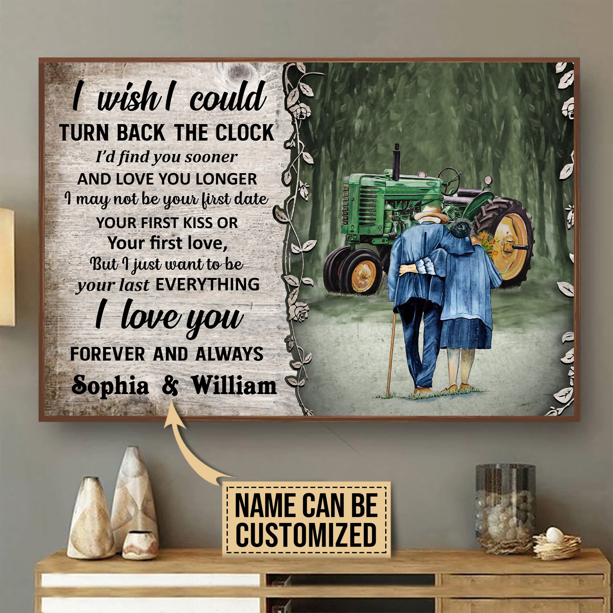 Personalized Tractor Turn Back The Clock Horizontal Poster