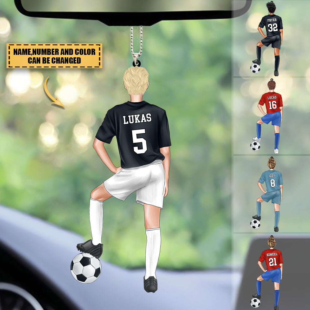 Personalized Male/Female Soccer player Hanging Ornament-Great Gift Idea For Soccer Lovers