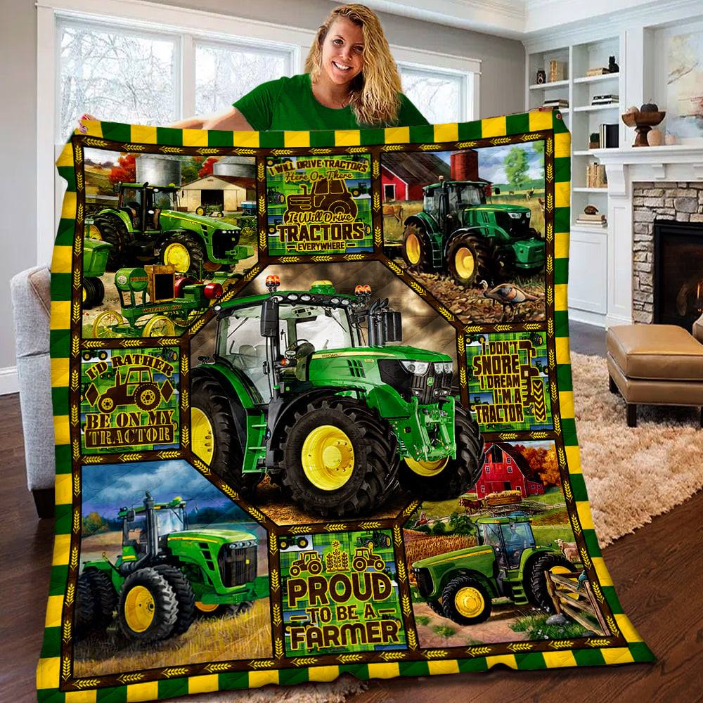 PROUD TO BE A FARMER - Personalized Tractor Fleece Blanket