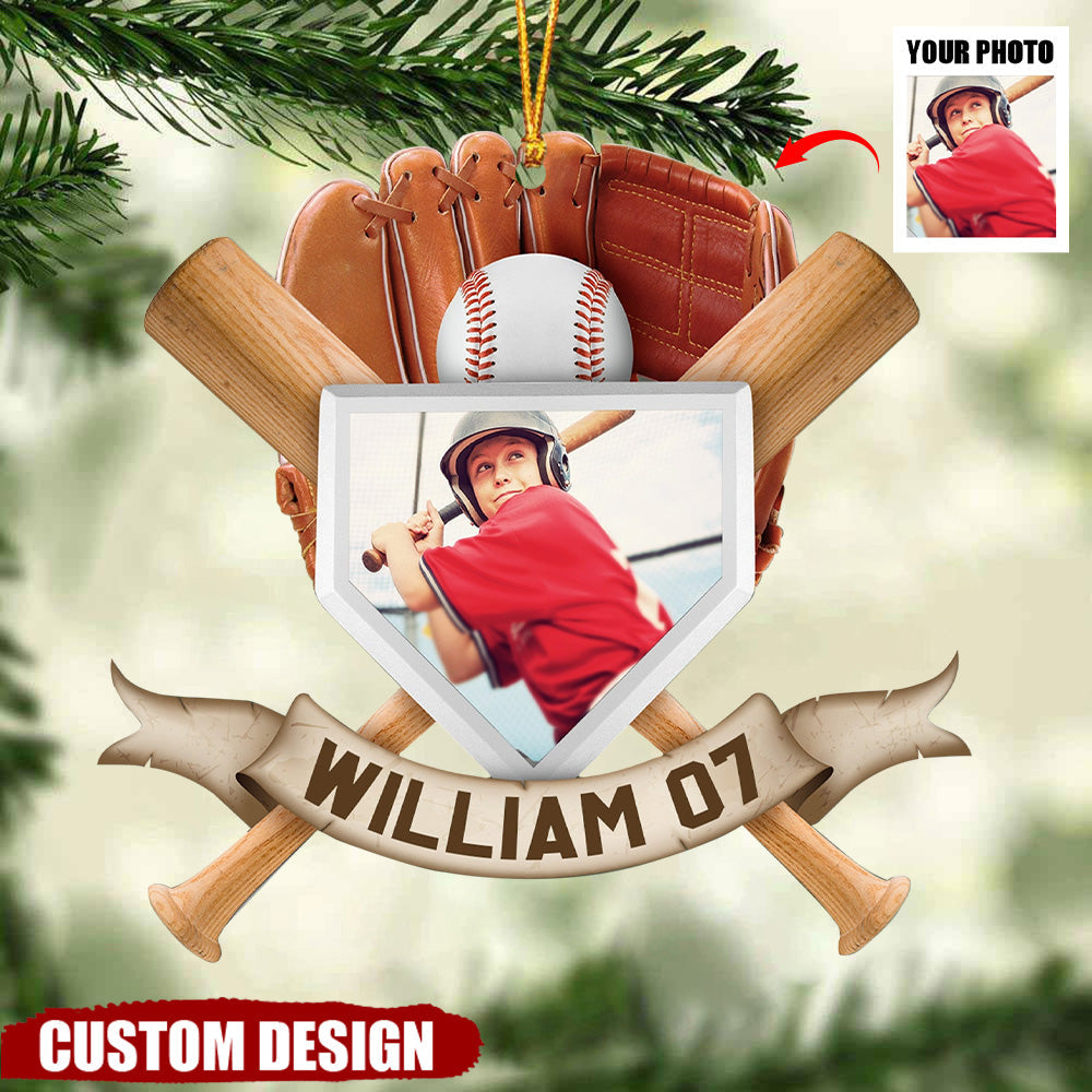 Christmas Gift For Baseball Lover- Personalized Acrylic Photo Ornament