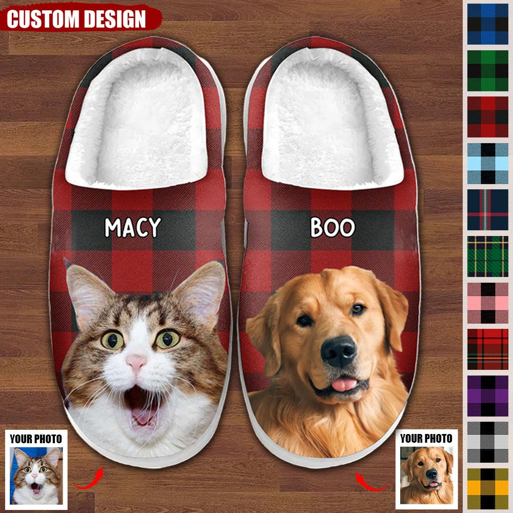 Custom Photo Happiness Is Warm - Personalized Custom Fluffy Slippers ...
