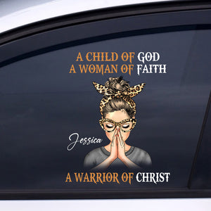 Woman Warrior Praying, A Woman Of Faith A Warrior Of Christ Personalized Sticker/Decal