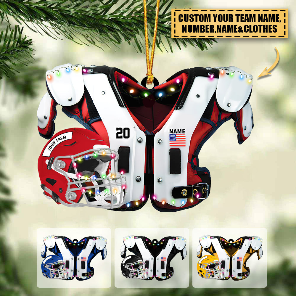 Personalized Christmas Ornament- American Football Shoulder Pads And Helmet