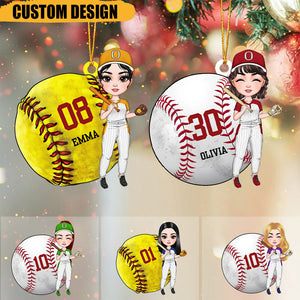 Baseball & Softball Girl - Personalized Custom Mica Ornament - Christmas Gift For Baseball, Softball Lovers