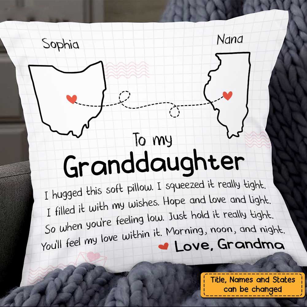 Granddaughter Long Distance Hug This Drawing Pillow