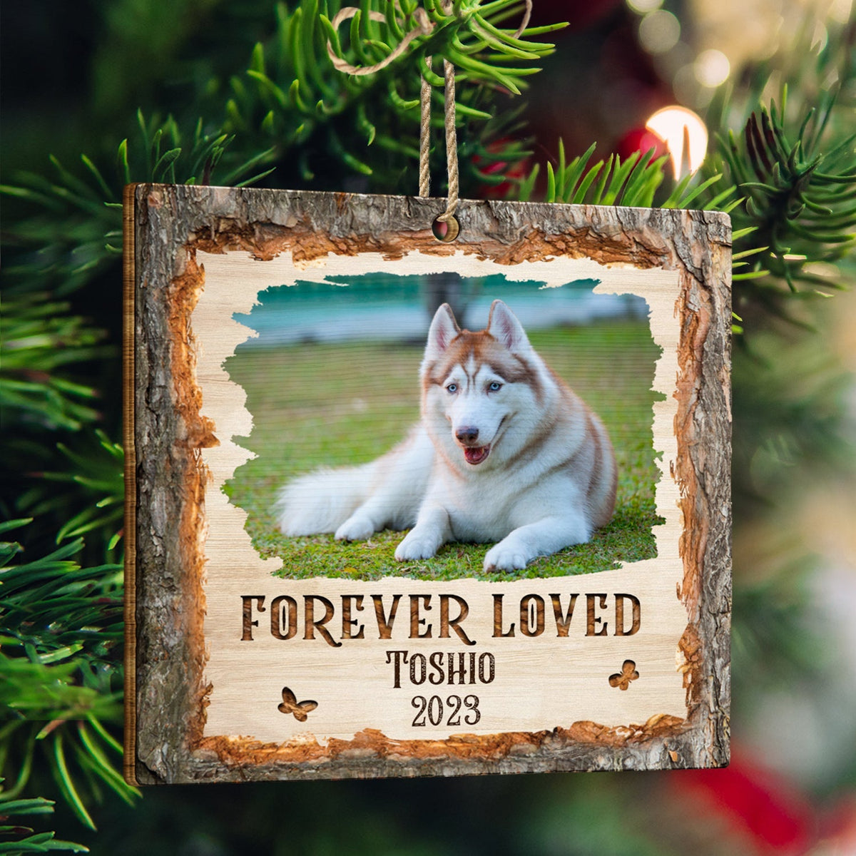 Christmas Custom Photo Memorial Forever Loved - Memorial Gift - Personalized Custom Shaped Wooden Ornament