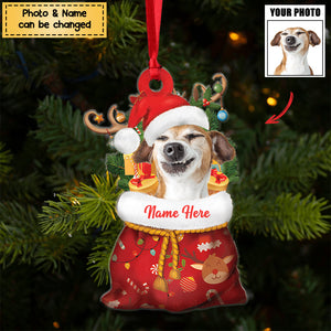 Personalized Pet Photo Santa Sack Christmas Ornament