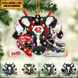 Hockey Gear Personalized Acrylic Ornament, Christmas Tree Decor For Hockey Players