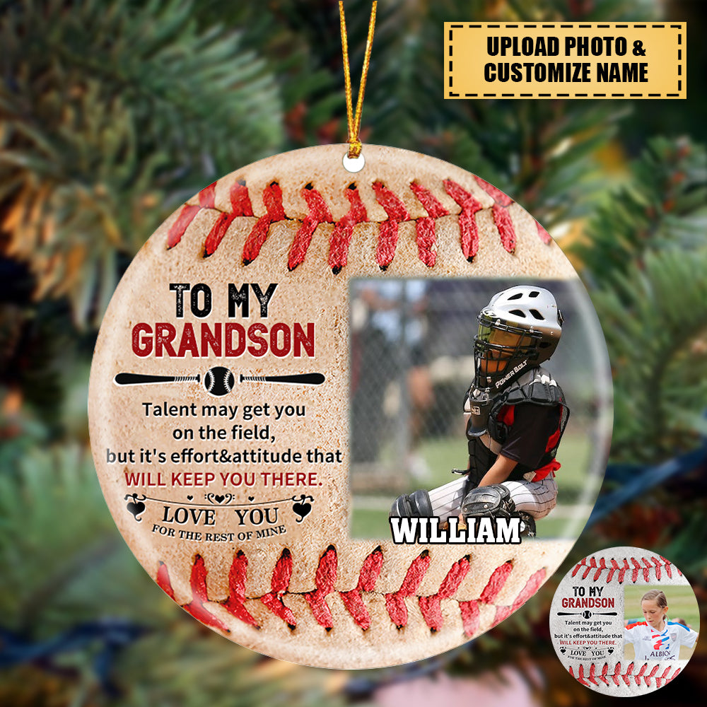 To My GrandSon - Personalized Baseball Ornament