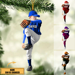 Custom Personalized Baseball Boy Throwing The Ball Christmas Ornament, Gift for Baseball Lovers