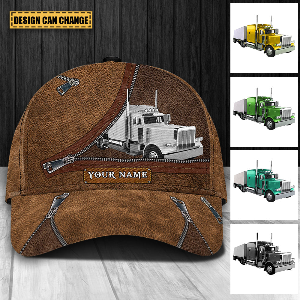 Colorful Truck Zipper Trucker Personalized Classic Cap, Personalized Gift For Truckers