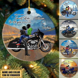 PERSONALIZED RIDING COUPLE CERAMIC ORNAMENT- YOU MAKE MY HEART GO BRAAAP