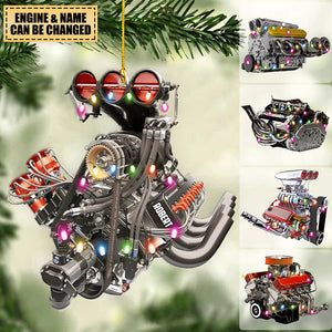 Drag Racing Hot Rod V8 Engine, Custom Drag Racing Ornament, Christmas Gift For Racing Lovers