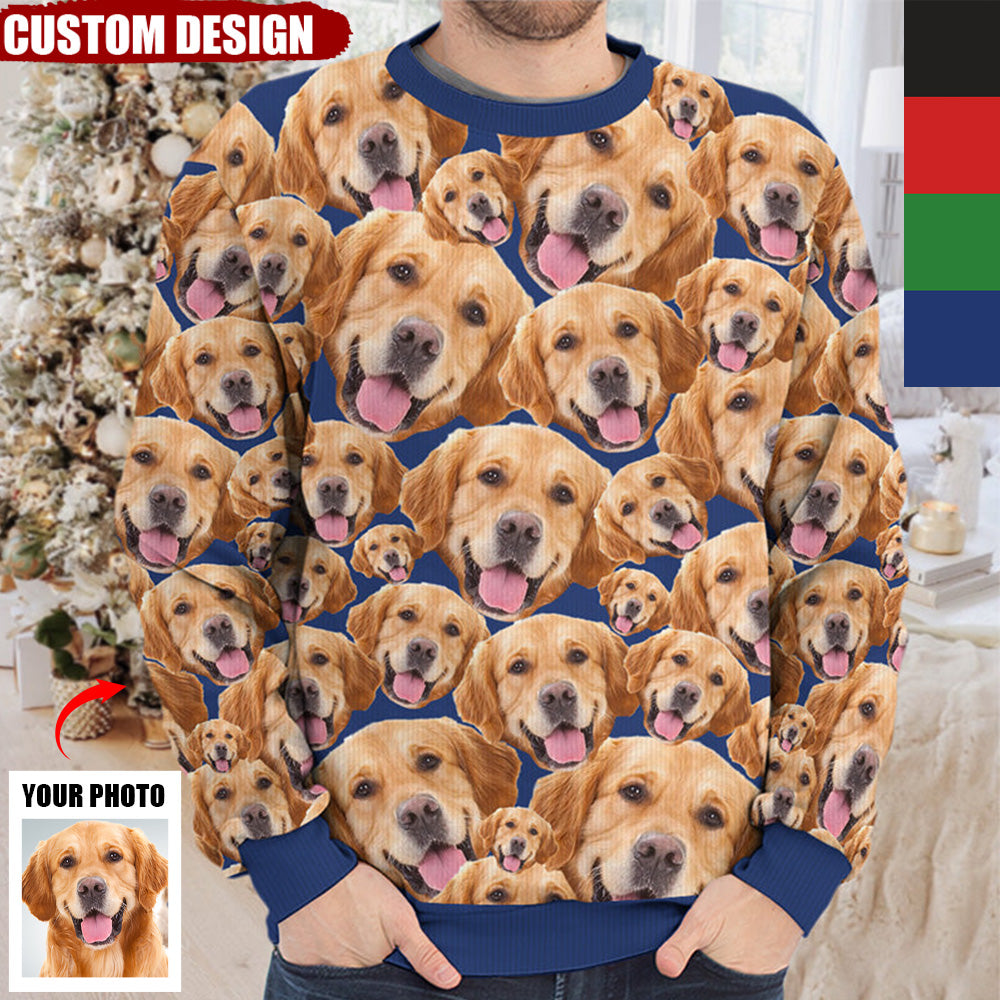 Custom Photo Pet Christmas Unisex Sweatshirt- Gift For Pet Owners