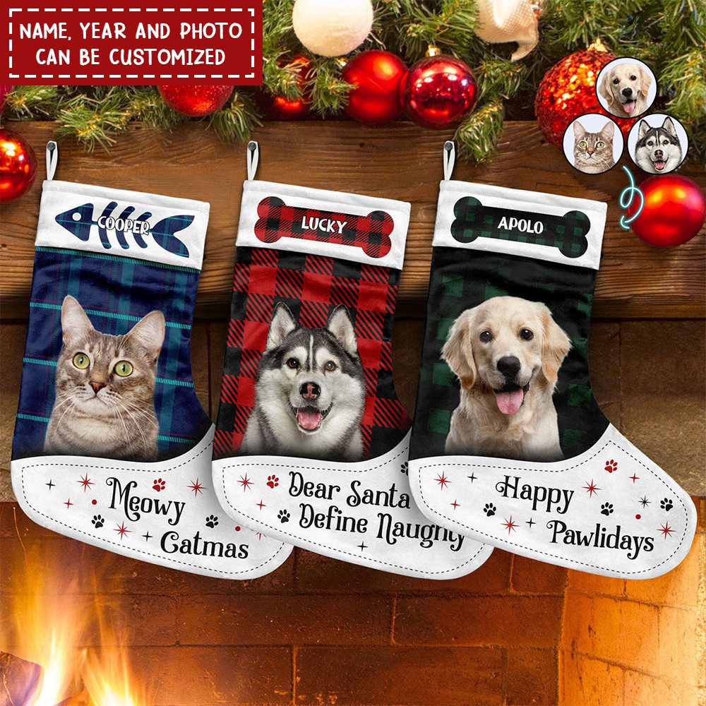 Custom Photo Dog Cat Dear Santa Define Naughty - Christmas Gift For Pet Lovers - Personalized Christmas Stocking