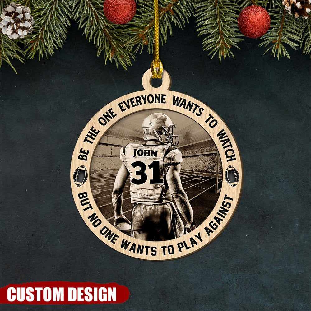 Personalized American Football Player Wooden Ornament