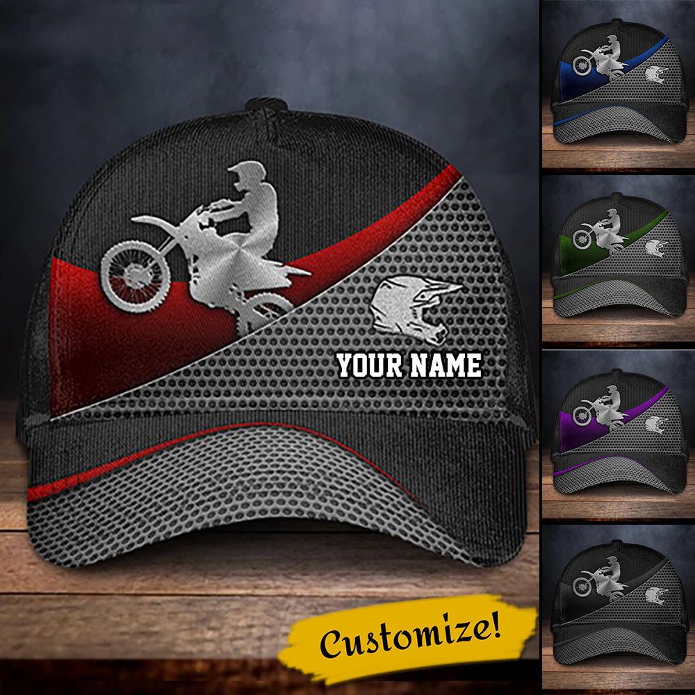 Personalized Motocross Racer/Dirtbike MetalMulticolor Classic Cap