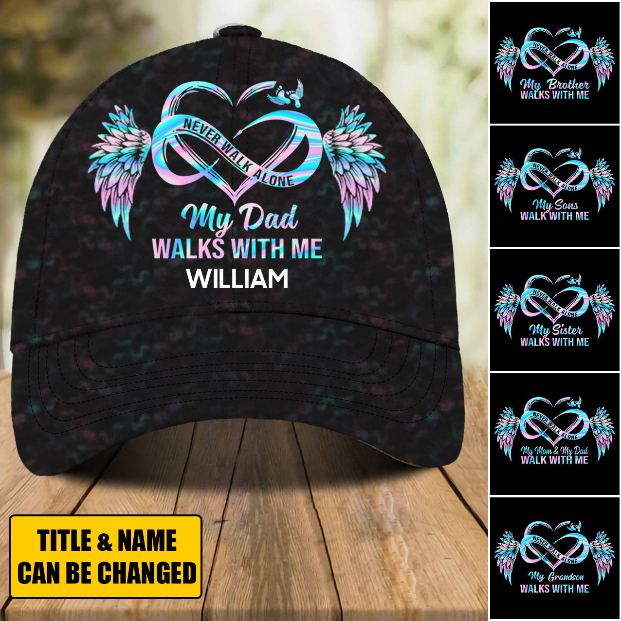 Never Walk Alone My Love Walks With Me Personalized Cap