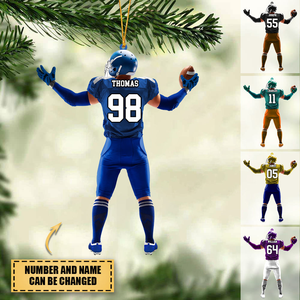 Personalized American Football Player Acrylic Christmas Ornament