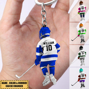 Personalized hockey acrylic keychain for kids-gift for hockey lovers acrylic keychain